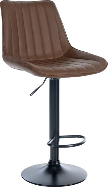 CLP Barhocker Toni in Braun aus Kunstleder mit Metallgestell und integrierter Fußstütze, höhenverstellbarer Barstuhl für dein Wohn- und Esszimmer - Bild 1