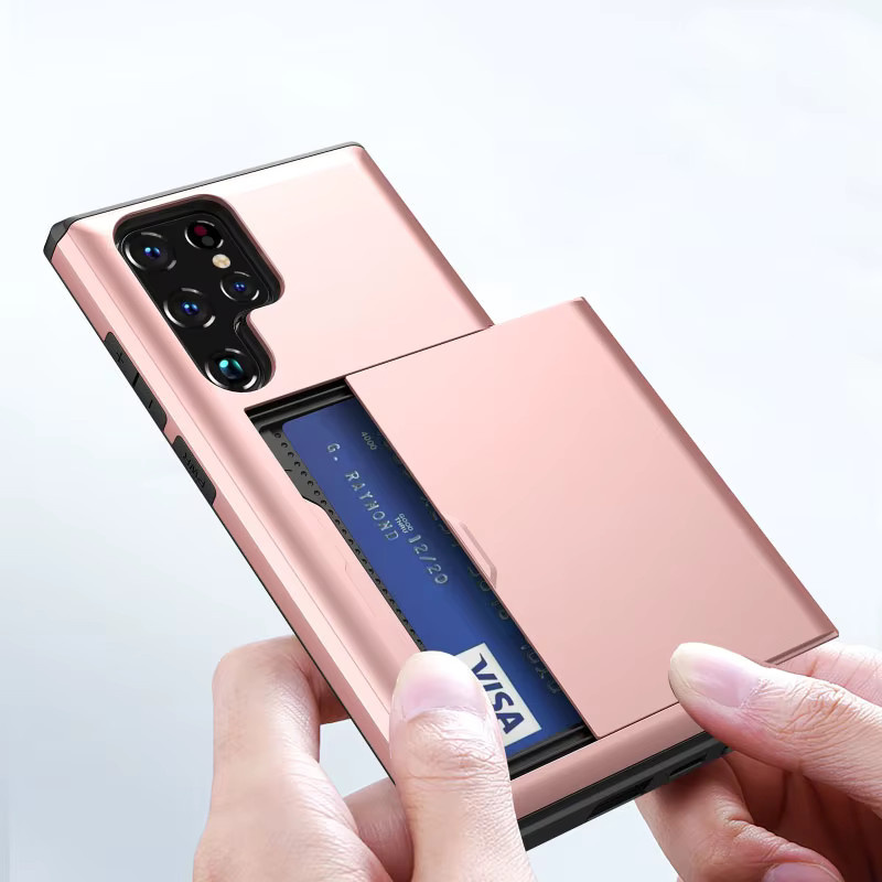 RUWANGAA Push-Pull Brieftasche Handyhülle mit Kartenfach für Samsung Galaxy S25 S24 S23 S22 S21 S20 Ultra Plus FE Note 20 Ultra A55 in Rot und Pink - Bild 6