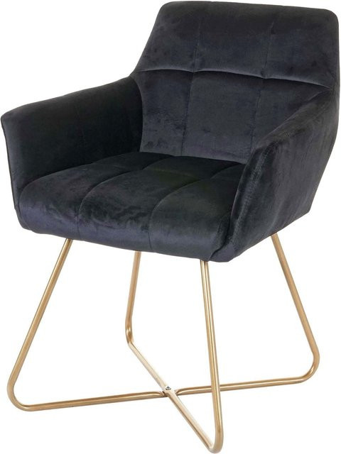 Esszimmerstuhl MCW-F37 in Schwarz mit Samtbezug und goldenen Füßen im Retro-Design - Bild 1