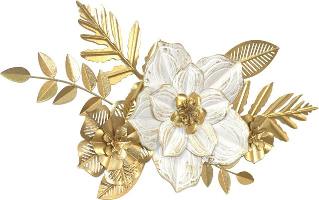 Wanddekoobjekt Ilona von Möbel direkt online in Gold und Creme mit Blumengebinde aus Metall - Bild 1