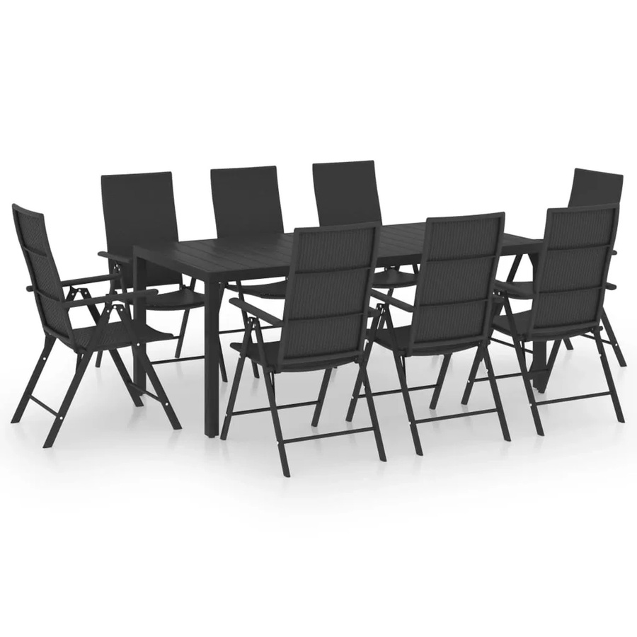 vidaXL 9-tlg Garten-Essgruppe Modell 2 aus WPC und Aluminium in Schwarz Matt - Bild 2