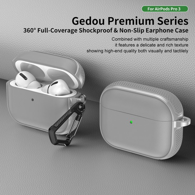Schutzhülle in Ledertextur für Apple AirPods 4, AirPods Pro 3, 2 und 1, Bluetooth-Kopfhörertasche in Orange oder Grau - Bild 1