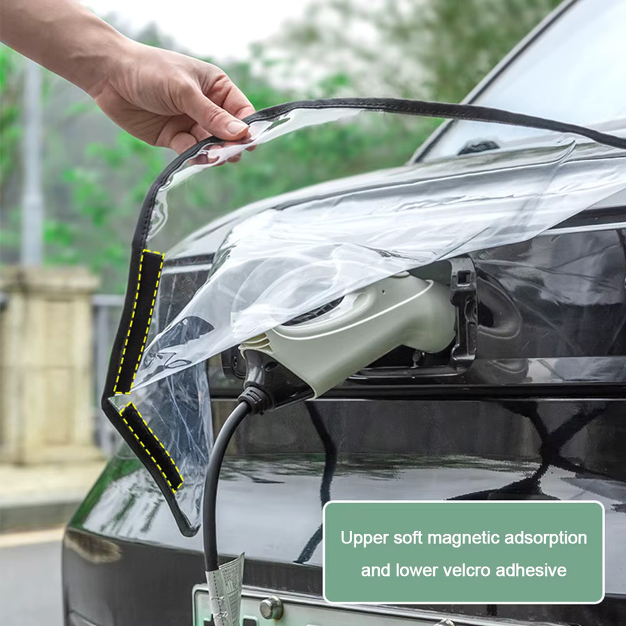 Staubdichte Ladeabdeckung für Tesla Modell 3 und Model Y als Regenschutz für den EV Ladestecker in Transparent - Bild 2