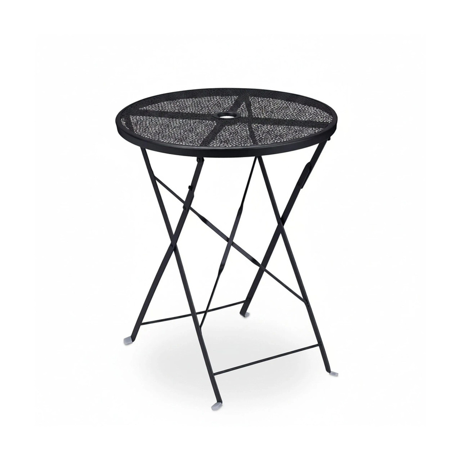 Relaxdays Balkontisch aus Stahl in Schwarz, klappbarer Rundtisch mit Schirmloch für Balkon, Terrasse und Garten, B: 71,5 cm, T: 60,5 cm - Bild 2