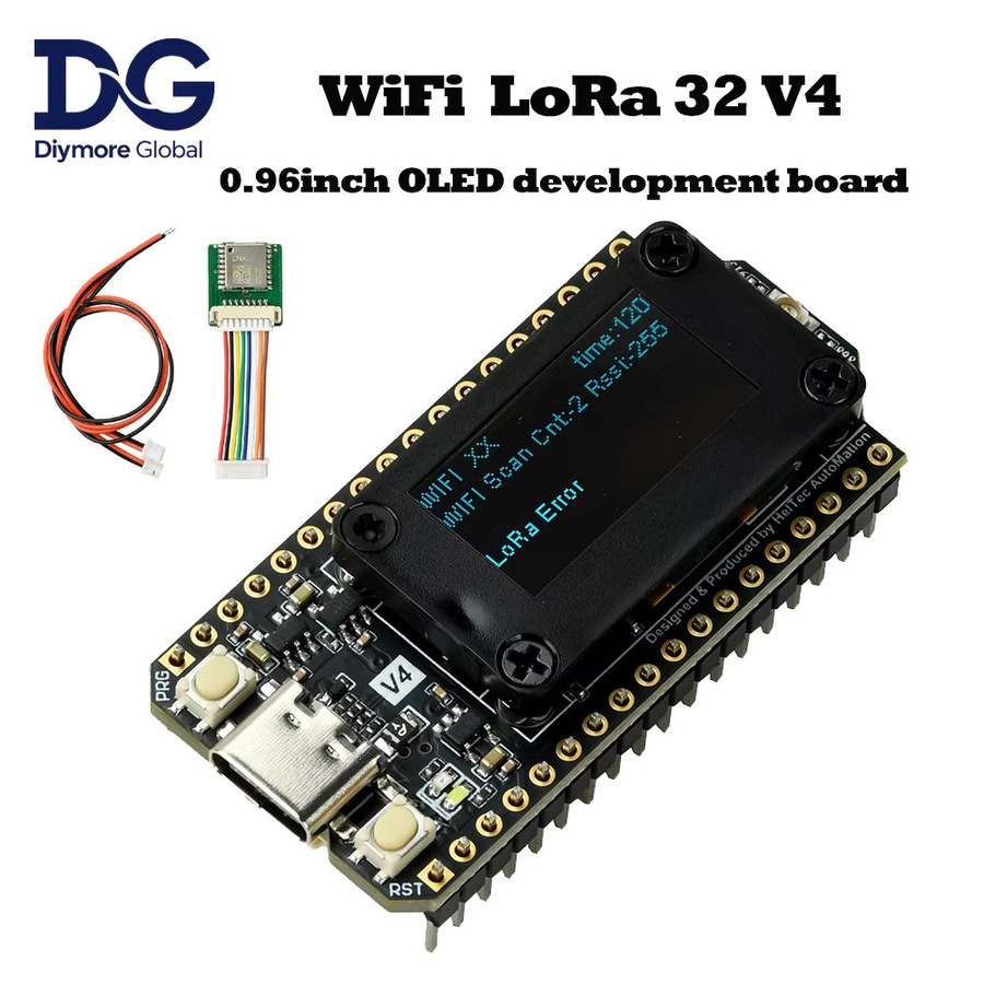 Diymore LoRa 32V4 Meshtastic Dev-Board mit ESP32, SX1262, GPS und 0,96 Zoll OLED Display, Solar Powered, WiFi, Bluetooth und BLE, Schwarz - Bild 2