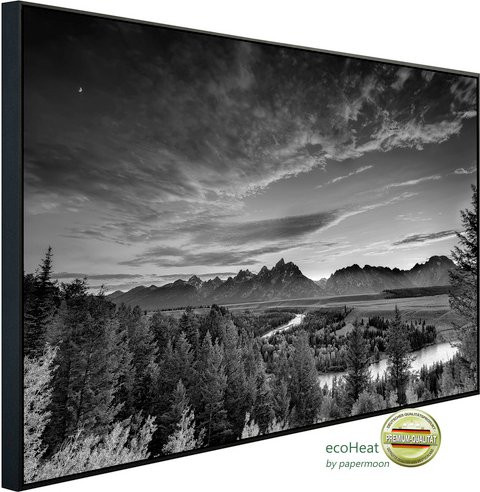 papermoon EcoHeat Infrarotheizung Landschaft Schwarz Weiss mit App-Steuerung und Überhitzungsschutz - Bild 1
