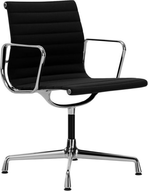 Vitra Aluminium Chair EA 104 mit Armlehnen in Schwarz und Hopsak Stoffbezug - Bild 1