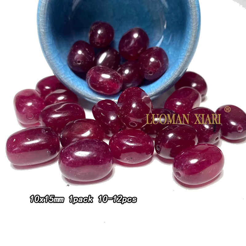 LUOMAN XIARI Chalcedon Perlen, Dunkelrot, Rubin Farbe, Chips, Spacer - Bild 3