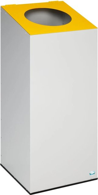 PROREGAL Modularer Wertstoffsammler aus verzinktem Stahl mit runder Einwurföffnung, 100 Liter, Lichtgrau und Gelb, H x B x T: 89 x 38 x 38 cm - Bild 1