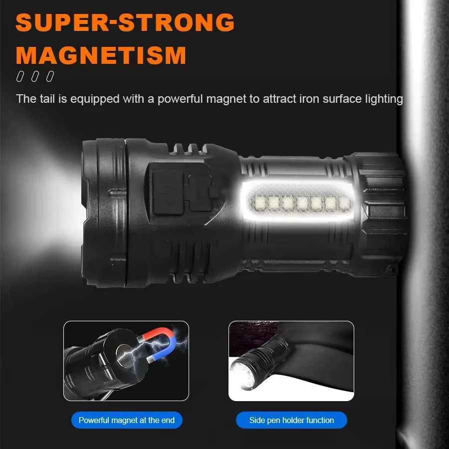 Heinast LED Taschenlampe mit Magnet und USB-Ladefunktion, Schwarz - Bild 3
