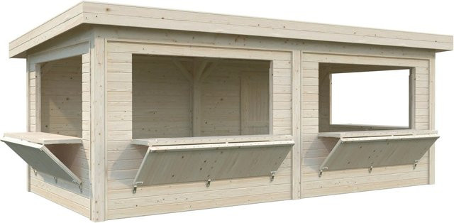 Marktstand Palmako Lenna Set 312 aus Fichtenholz in Braun mit Pultdach, B/T/H: 588 x 300 x 245 cm - Bild 2