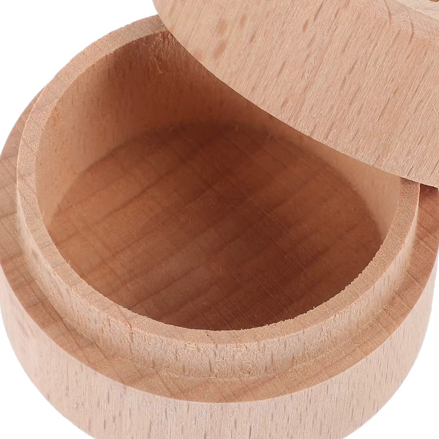 LGFU Baby Zahn Aufbewahrungsbox aus Holz, Runde Milchzahn Sammlerbox für Jungen und Mädchen - Bild 3