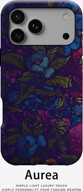 Aurea Case Matte Bumper MagSafe kompatible iPhone Hülle mit dunkler Blumen-Gravur in Multicolour - Bild 1