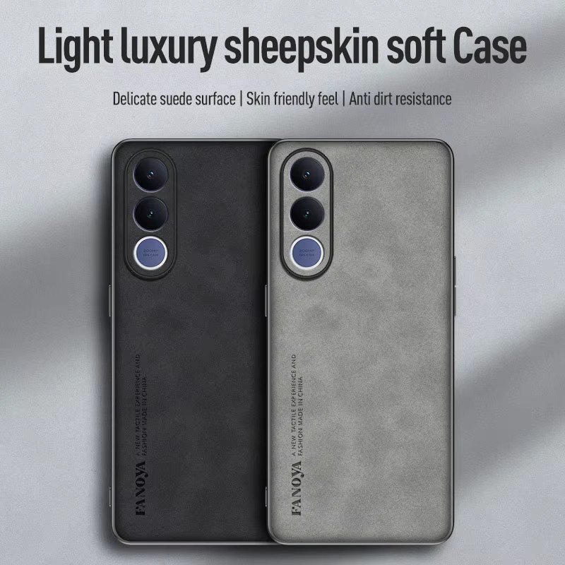 EUCAGR Schutzhülle für Vivo V70 FE aus Schafsleder und PU-Leder in Rot - Bild 3
