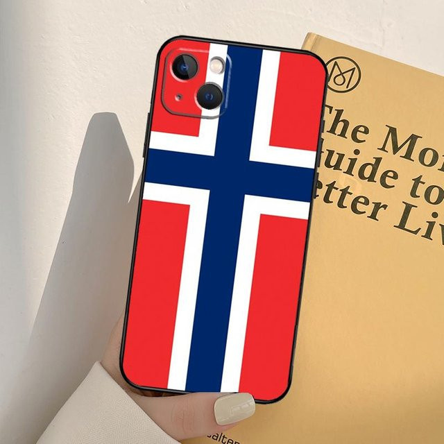 Handyhülle mit Norwegen Flagge Design für iPhone 15 16 17 Pro Max mini XR Plus Air Multicolor - Bild 1