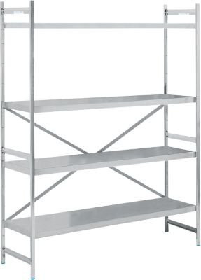 Köhler Grundregal aus Edelstahl in Silber mit geschlossenen Böden und Rückwand, B: 150 cm, T: 50 cm, H: 200 cm - Bild 1