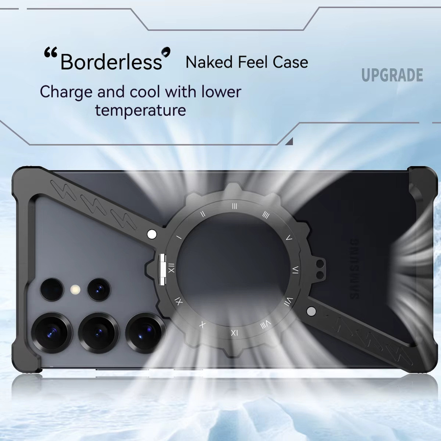 Z-förmige Aluminium Handyhülle mit 360 Grad drehbarer Halterung und Wärmeableitung für Samsung S25 Ultra und S26 Ultra in Schwarz oder Grau - Bild 3