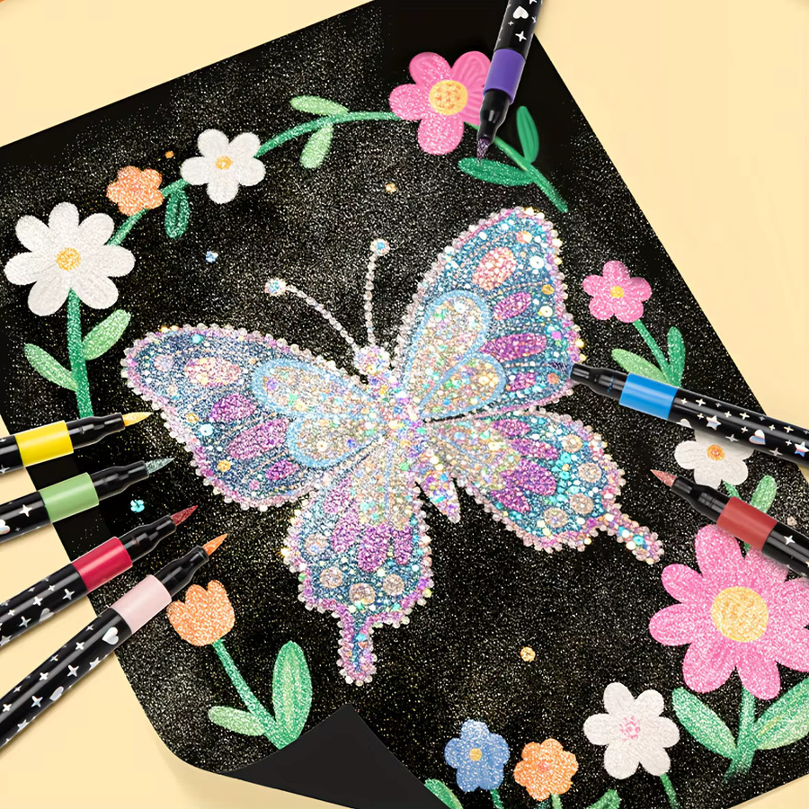 24er Glitzer-Marker-Set in Mehrfarben – Wasserbasierte Acryl-Glitzerstifte mit Pinselspitze für Kunst, Scrapbooking und Schule - Bild 3