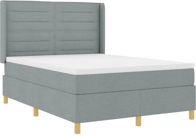 vidaXL Boxspringbett Hybrid mit Matratze und Taschenfederkern, Grau, B/T/H: 140 x 200 x 147 cm - Bild 1