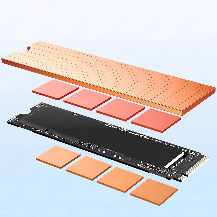 JEYI Kupfer M.2 Kühlkörper mit Nano-Thermopads für NVMe und NGFF SSD, Solid-State-Disk-Kühler für Laptop und Desktop - Bild 1