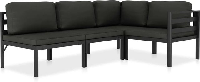 vidaXL 4-tlg Garten-Lounge-Set L-Form aus Aluminium in Anthrazit mit Polstern und Kissen - Bild 1