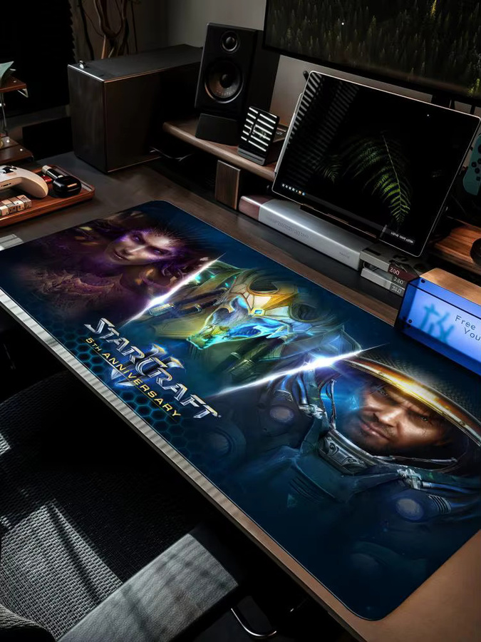 S-StarCraft Mauspad XXL rutschfeste Gamer-Tastaturunterlage mit Art Design in Schwarz und Multicolour, B/T: 90 x 40 cm - Bild 3