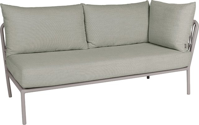 Stern Element Romy Lounge 2-Sitzer mit linker Armlehne aus Aluminium in Greige und salbeigrünen Polyacryl-Kissen - Bild 1