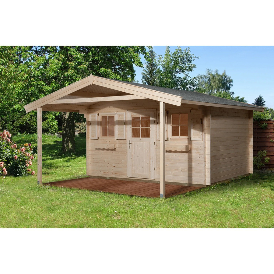WEKA Gartenhaus 135 A Gr.1 aus europäischer Fichte mit Satteldach in Beige, B/H/T: 460 x 262 x 500 cm - Bild 2