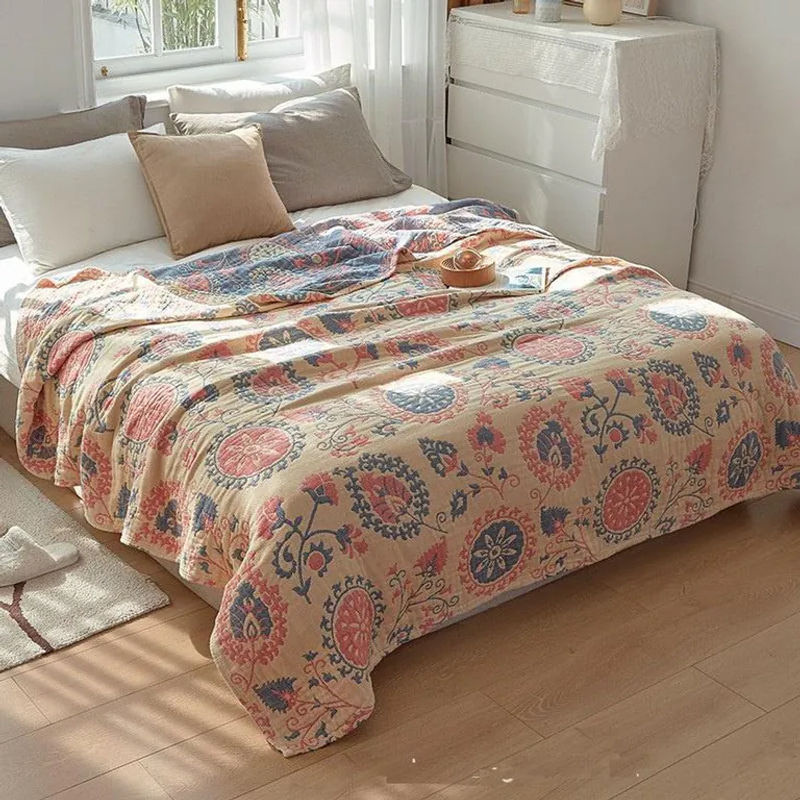 HKDA Musselin Bettbezug aus 100% Baumwolle mit Jacquard-Floral-Muster in Grau, B/L: 150 x 200 cm - Bild 3