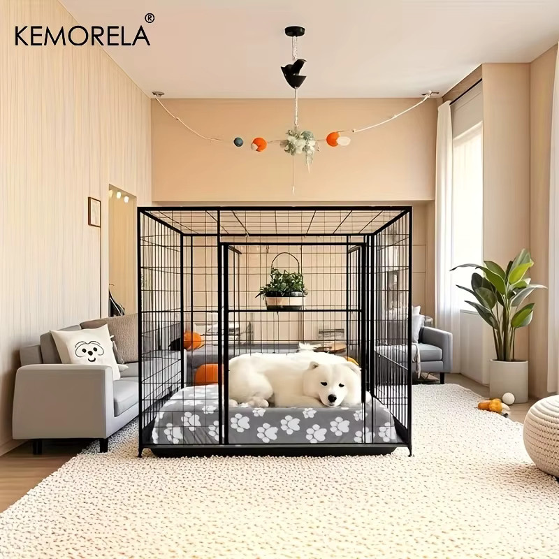 KEMORELA Hundebettdecke aus Plüsch mit Cartoon-Fußabdruck in Grau, waschbar und elastisch für kleine bis große Hunde - Bild 5