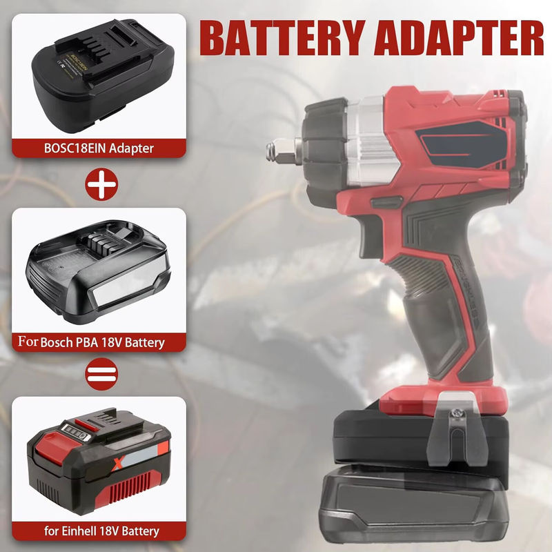 XMSJ Batterieadapter für Bosch 18V PBA-Serie Lithium-Akku-Konverter für E-inhell 18V Li-Ionen-Akku Elektrowerkzeug-Bohrmaschine, Schwarz - Bild 2