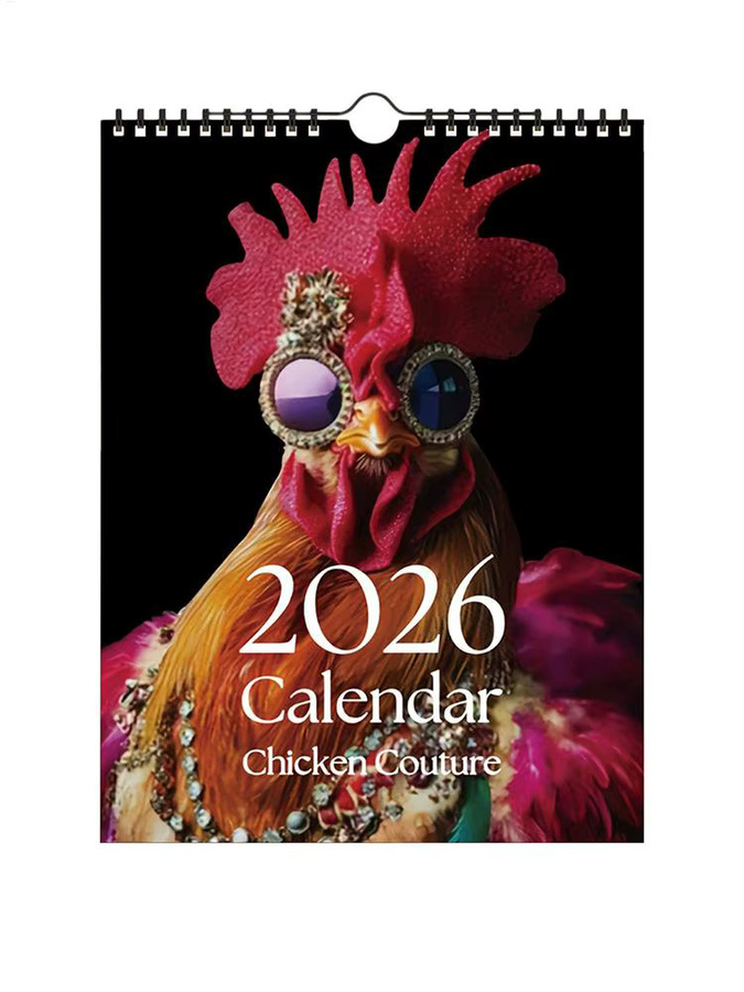 Wandkalender 2026 mit Henne-Motiv in Mehrfarbig, 12 Monate, rustikaler Stil aus Papier - Bild 6