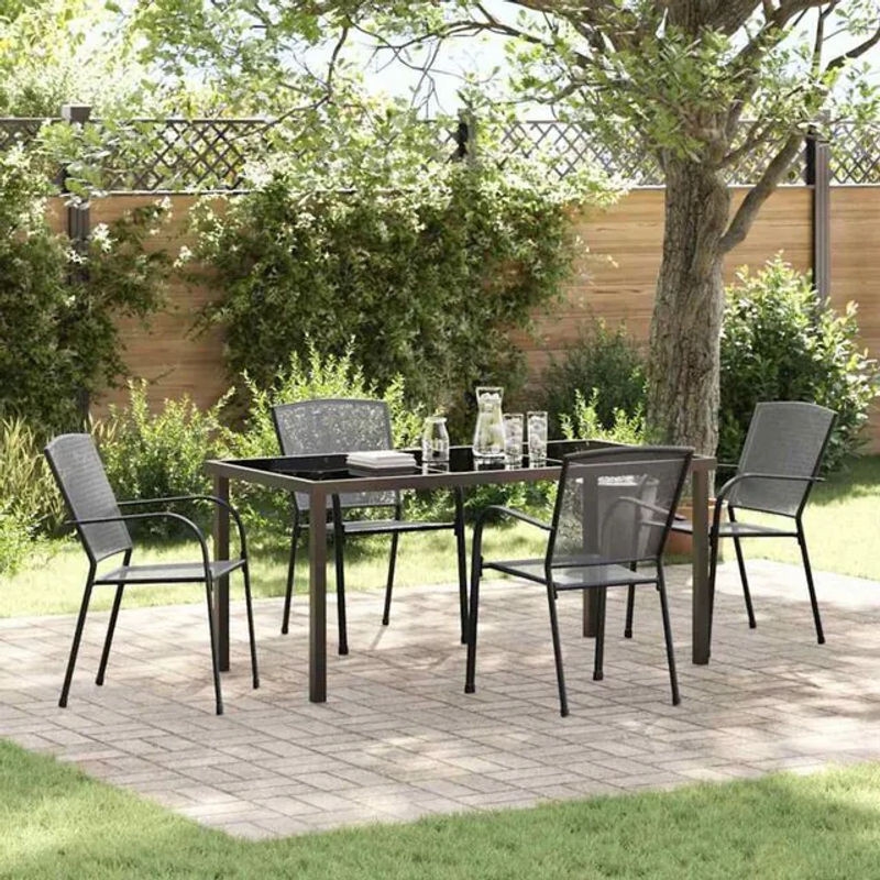 Modernes Gartenmöbel-Set vidaXL aus Stahl und Glas in Anthrazit mit 5 Teilen - Bild 1