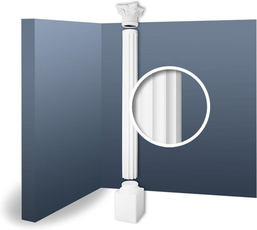 Orac Vollsäule Komplett Set Decor Luxxus Kc6 Dekorative Relief Stucksäule in Weiß, klassische antike Form, rund und freistehend - Bild 1