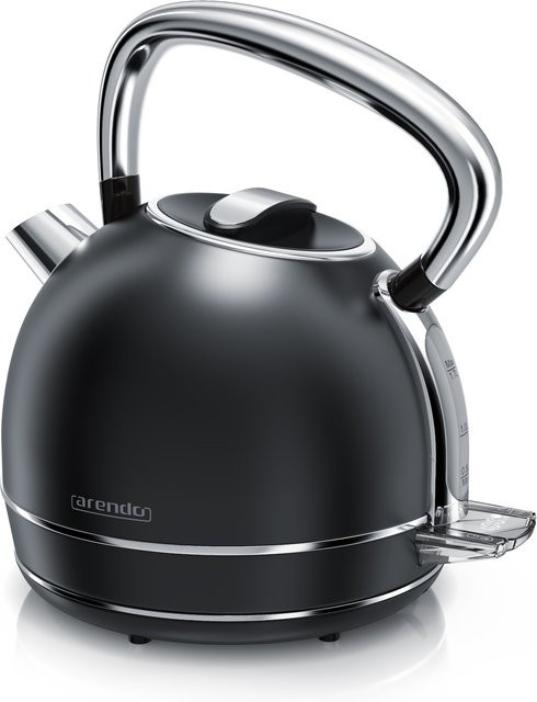 Arendo Wasserkocher im Retro Style mit Temperatureinstellung, 1,7 l, 2200 W, Edelstahl, schwarz - Bild 1