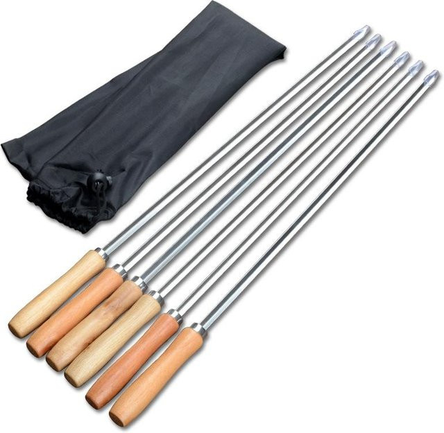 Bestbags BBQ Spieße Set aus Edelstahl und Holz in Grau, 6 Stück, Länge: 50 cm - Bild 1