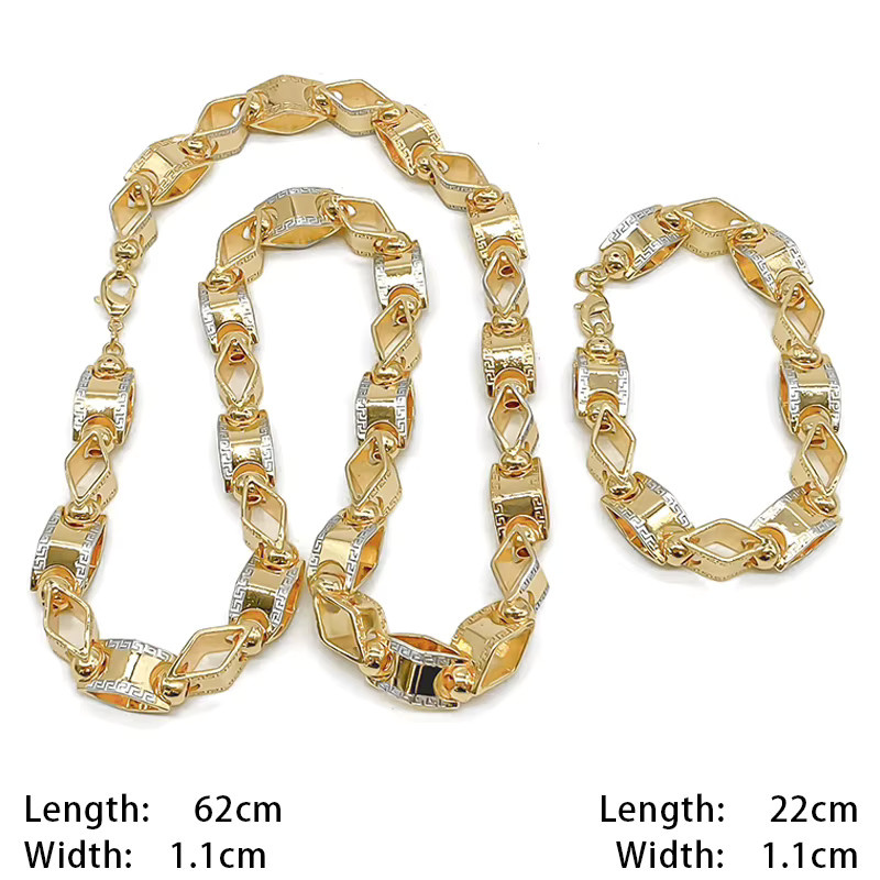 HIPUNK Schmuckset, Halskette, Armband, 18K vergoldet, 62 cm - Bild 4