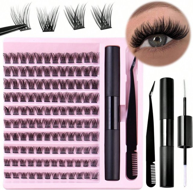 JIEFUXIN DIY Wimpernverlängerung Kit, Black, Natürlich, Unisex - Bild 1