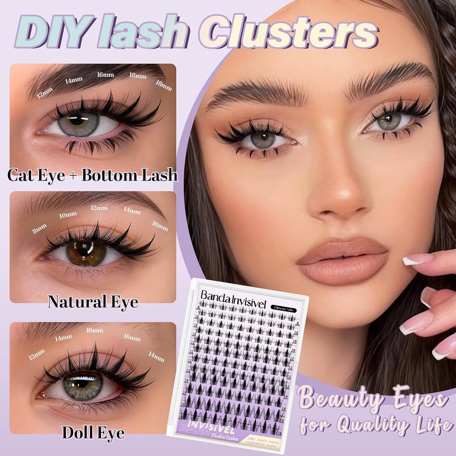 ORREUI Fairy Lash Cluster-Set, 120 Stück, 8-16mm, Wispy Manga Wimpern - Bild 5