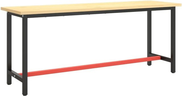 vidaXL Werkbankgestell aus Metall in MattSchwarz und MattRot, B/T/H: 190 x 50 x 79 cm - Bild 1