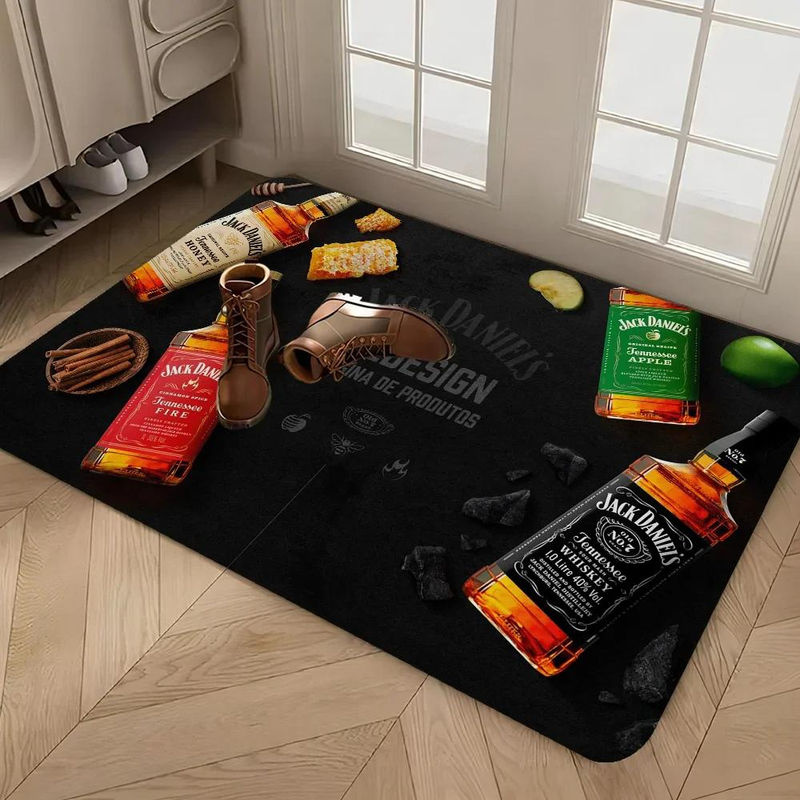 Karpetti Jack Daniels Whisky Muster Bereichsmatte, schwarz, B/T: 80 x 50 cm, waschbar und rutschfest - Bild 2