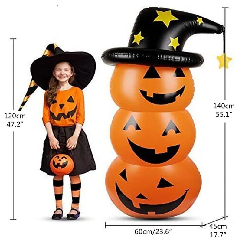 CosyHome Halloween Kürbis aufblasbare Dekoration aus Kunststoff in Orange und Schwarz - Bild 2
