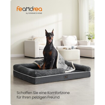 FEANDREA Orthopädisches Hundebett XXL in Schiefergrau mit erhöhten Rändern und abnehmbarem Bezug - Bild 3