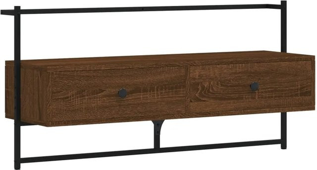 vidaXL TV-Wandschrank in Braun Eiche aus Holzwerkstoff und Metall, B/T/H: 100,5 x 30,0 x 51,0 cm - Bild 1