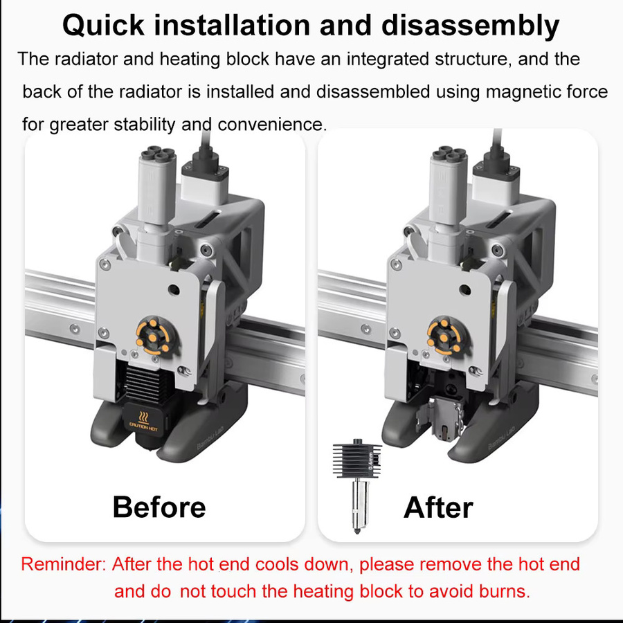 Bambulab Hotend-Kit für A1 und A1 Mini inklusive abnehmbarer Messing- und gehärteter Stahldüsen sowie Silikonhülle - Bild 3