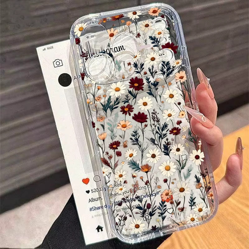 Transparente Handyhülle mit Gänseblümchen-Design für Oppo Reno14 Reno13 Reno12 Reno11 Reno10 Reno8 Reno7 F Pro 5G aus TPU - Bild 1