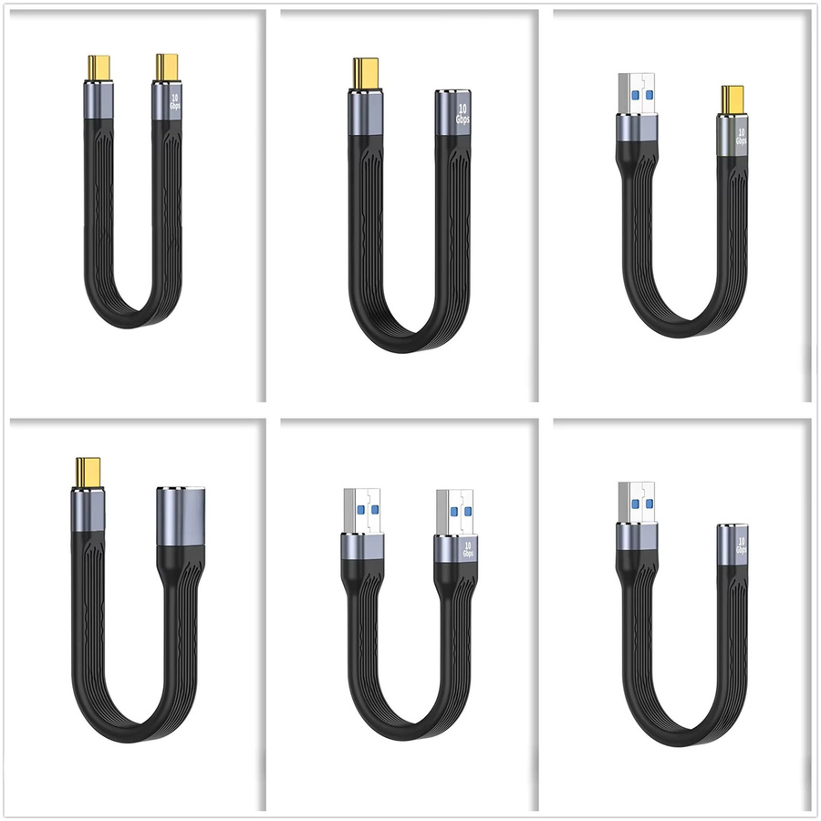CY USB-A auf USB-C Datenleitung, flexibles FPC-Kabel mit 10 Gbit/s Datensynchronisation und 5 A Schnellladung, Schwarz - Bild 1