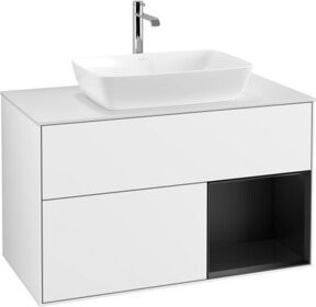 V&B Waschtischunterschrank Finion 100 in Blau und Weiß lackiert, B/T/H: 100 x 50,1 x 50,1 cm - Bild 1
