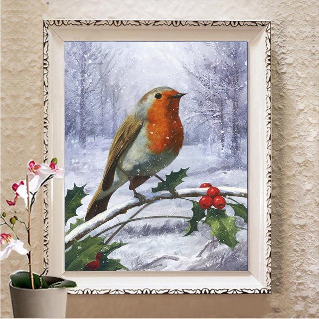 FIYO 5D Diamantmalerei Kreuzstich als Mosaik-Kunstbild mit Strass-Stickerei, Weihnachten Illustration, Mehrfarbig, Breite: 30 cm, Höhe: 20 cm - Bild 1