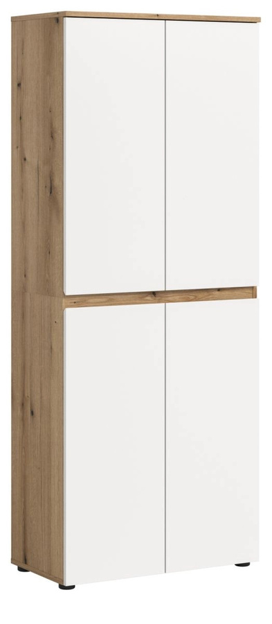 Mehrzweckschrank Assino in Weiß und Eiche mit Regalböden und Kleiderstange, B: 70 cm, T: 37 cm, H: 175 cm - Bild 3